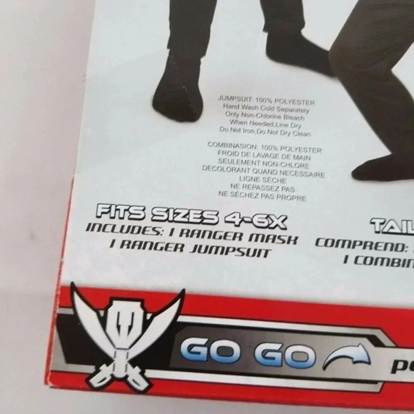 Power Ranger Mask Costume Saban Red Child Size 4 to 6X Play Outfit - Picture 5 of 5